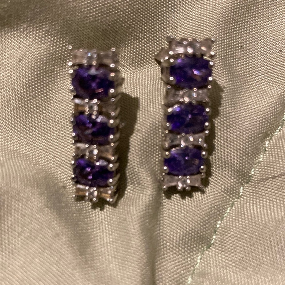 Stunning Amethyst Sterling Silver Earrings Never Worn